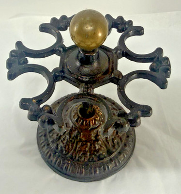 Antiker viktorianischer Gusseisen drehbarer Schreibtisch Stempel Halter Ständer Karussell