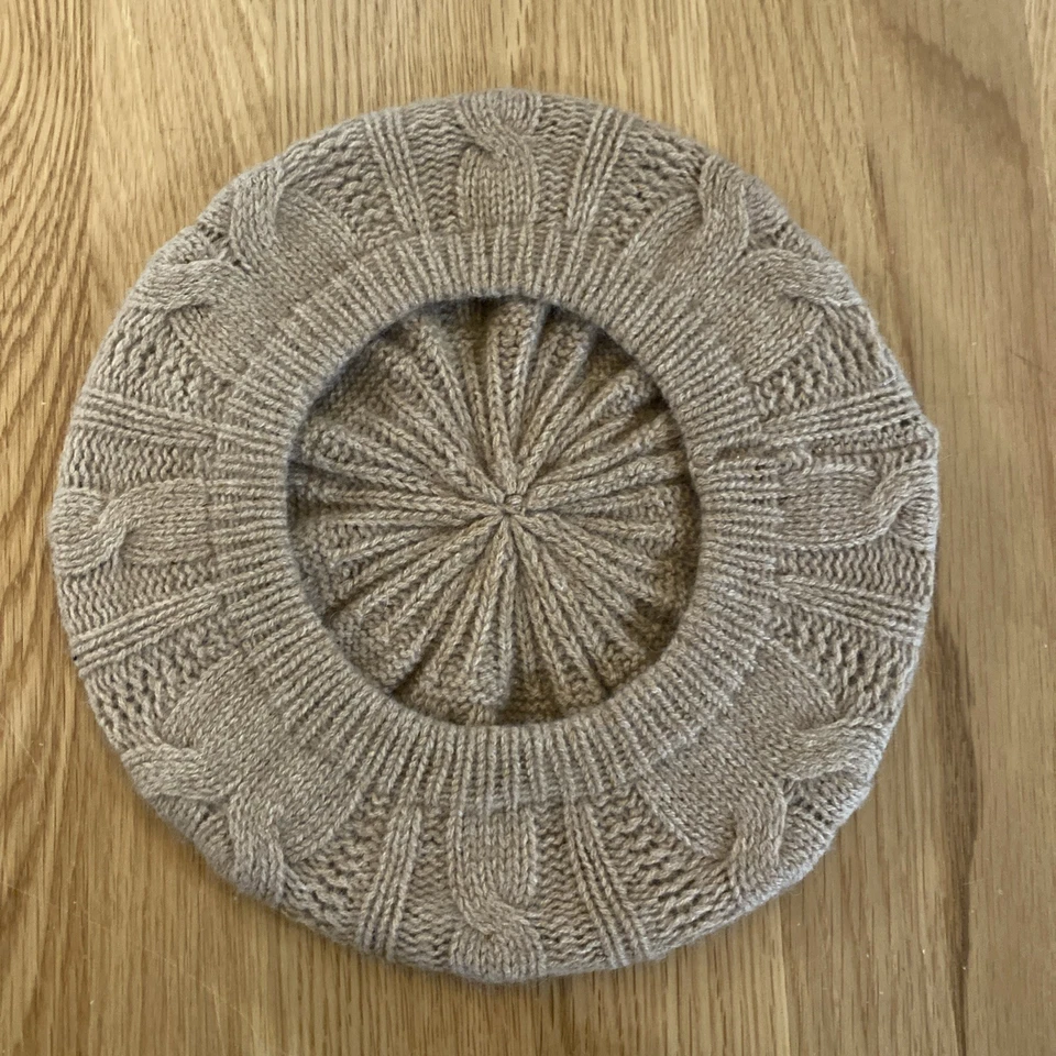 Boina de punto 100 % cachemir Cashmere Charter Club de lujo beige camel sombrero Foto 2 de 4