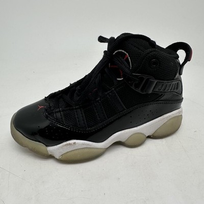 Nike Jordan 6 Rings Shoes Youth Size 12C Black Red White Basketball 323432-064