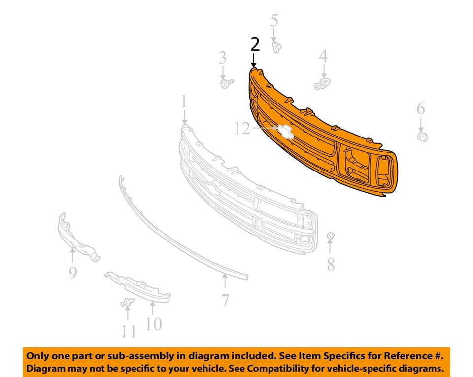 Chevrolet GMC Savana 3500 Express 2500 2001-2002 parrilla ASM Rad 19130796 nuevo OEM Foto 2 de 3