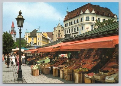 Viktualienmarkt, Munich, Germany continetnal Postcard