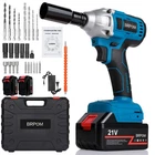 21V 1000Nm Cordless Impact Wrench with 2 Batteries US Charger Hard Carry Case