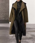 Zara ZW Collection Mixed Oversized Water Resistant Long Trench Coat SZ S NEW