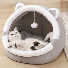 Memory Foam Cat Cave Bed Cozy Tunnel Den Warm Kitten House Cushion Pet Bed