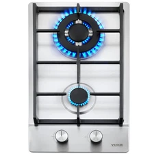 VEVOR Gas Cooktop Stove Top 12" 12250BTU 2 Burners Built-in LPG/NG Convertible
