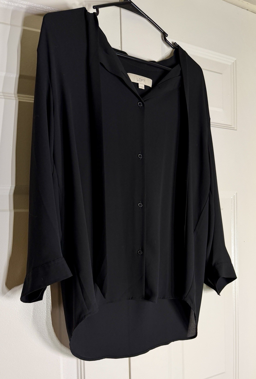 LOFT Sheer Polyester Button Down Blouse With Alte… - image 3