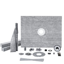 Shower Curb Kit: 60"x48" Pan, 2" ABS Flange, Waterproof Membrane, SS Grate