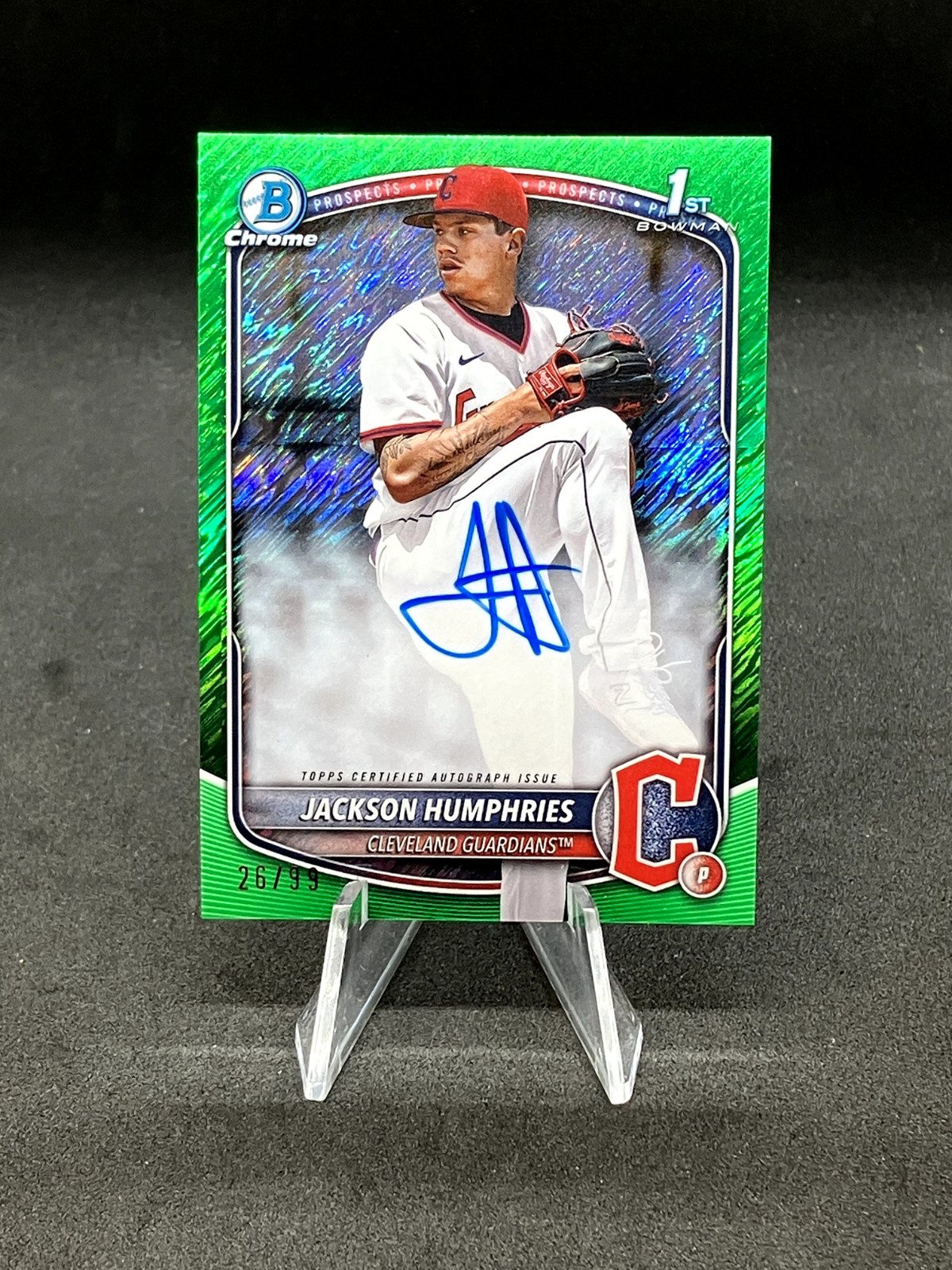 2025 Bowman - Chrome Prospect Auto #CPA-JHU Jackson Humphries Green Shimmer /99