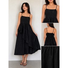Kate Spade Target Black Moire Woodgrain Tiered Asymmetrical Midi Dress Small NWT