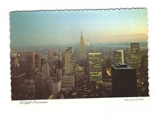 Twilight Panorama Empire State Building VTG postcard Unp