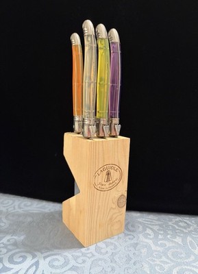 Laguiole Multicolored Steak Knives Set Of 6 Jean Dubost French Cutlery Set Block
