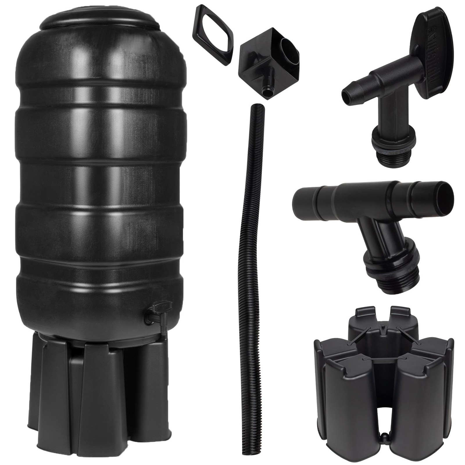 100L Garden Water Butt with Stand & Tap, Lid, Rainwater Diverter Kit, Slimline