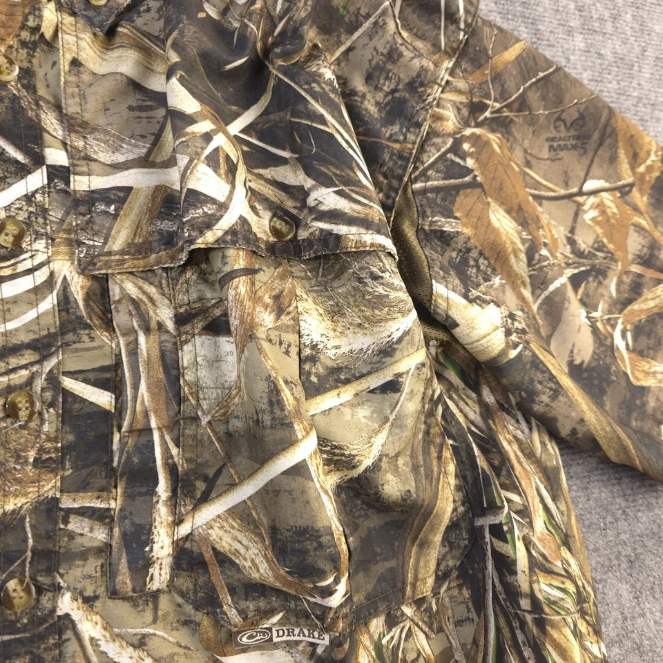 Drake Camouflage Shirt Medium Short Sleeve Vented Realtree Max Button Up Pocket  - Image 3 of 4