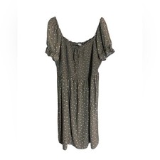 Elegant Spring Olive Midi Dress with Floral Design Size 3X
