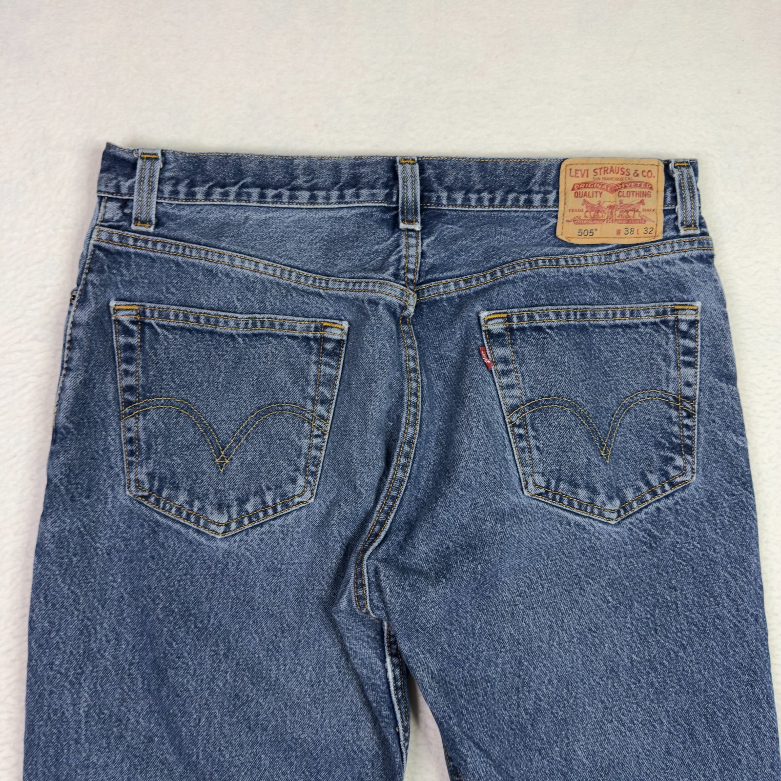 VTG Levis 505 Jeans Mens 34x28 Blue Wash Baggy Relaxed Straight Leg Y2K Distress thumbnail 6