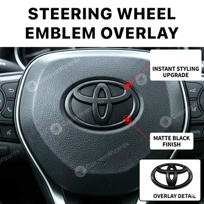 #ad #ad 1x 3D BLACKOUT STEERING WHEEL OVERLAY FOR TACOMA TUNDRA COROLLA CAMRY HIGHLANDER $18.99