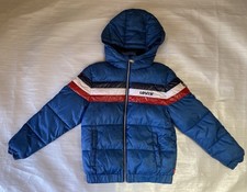 Levi's Color Block Puffer Jacket Blue Size L Boys Winter Coat Full Zip Hooded