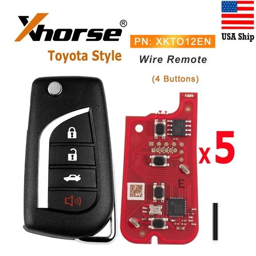5pc x Xhorse XKTO12EN Remote Key Flip For Toyota 4 Buttons for VVDI Key Tool Max