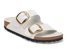BIRKENSTOCK ARIZONA HAMMERED BIG BUCKLE HIGH SHINE ANTIQUE WHITE 40 L9N
