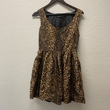Zara Brown Black Animal Print Sheath Dress M