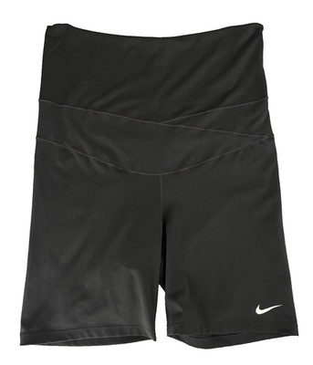 Nike Active Black High Waist Bike Shorts Athletic Dri Fit Crossover Waistband XL