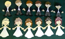 Small Bride and Groom Toppers for Scrapbook, Cards, Gift tags or Place cards.