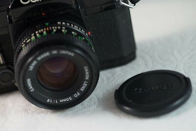 Canon EF 35mm Film Camera with 50mm f1.8 Lens, Strap & Cap