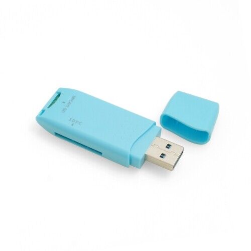 System-S 2 in 1 USB Typ A 3.0 zu Micro SD SDXC SDHC Kartenleser Adapter in blau - Bild 3 von 3
