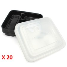 20pc Microwave 3 Compartment Plastic Lunch Box Food Storage Meal Prep Container
