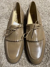 New Allen Edmonds Mens Bergamo Loafers - Tan- Made In Belgium - 8.5M