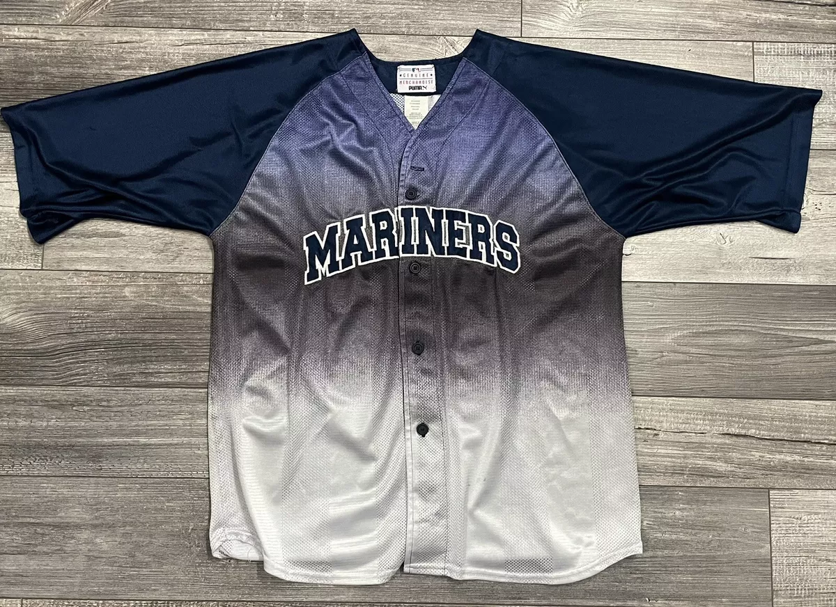 Puma MLB Seattle Mariners Jersey Womens Size XL Baseball Ombré Button Up