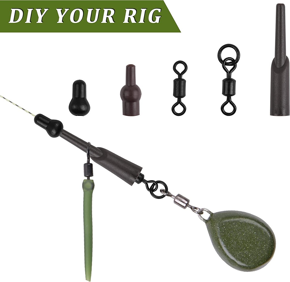 Anti Rigs Sleeve, Tangle Sleeves, Anti Tangle 30Pcs Crochet Carp Tackle Kit Pour La Pêche(Dark Green