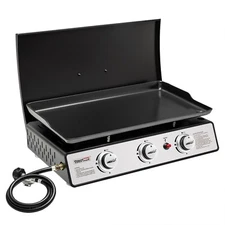 Royal Gourmet Portable 3-Burner Gas Grill Griddle with Top Hard Cover