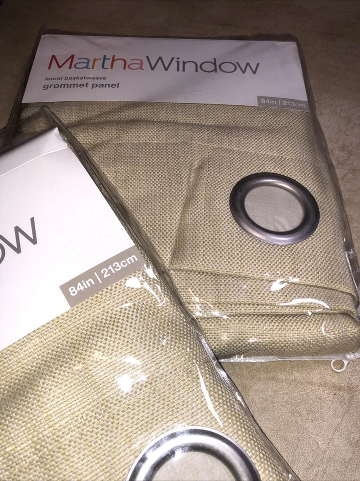 Pair MARTHA WINDOW  Grommet Panel 50” X 84"  Yellow Moss - Image 3 of 4