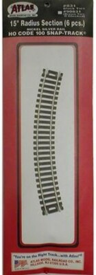 Atlas 831 HO Code 100 15'' Radius 6 piece Free Shipping New