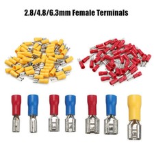 2.8/4.8/6.3mm Vinyl Insulated Female Spade Terminals Wire Connectors 22-10 AWG
