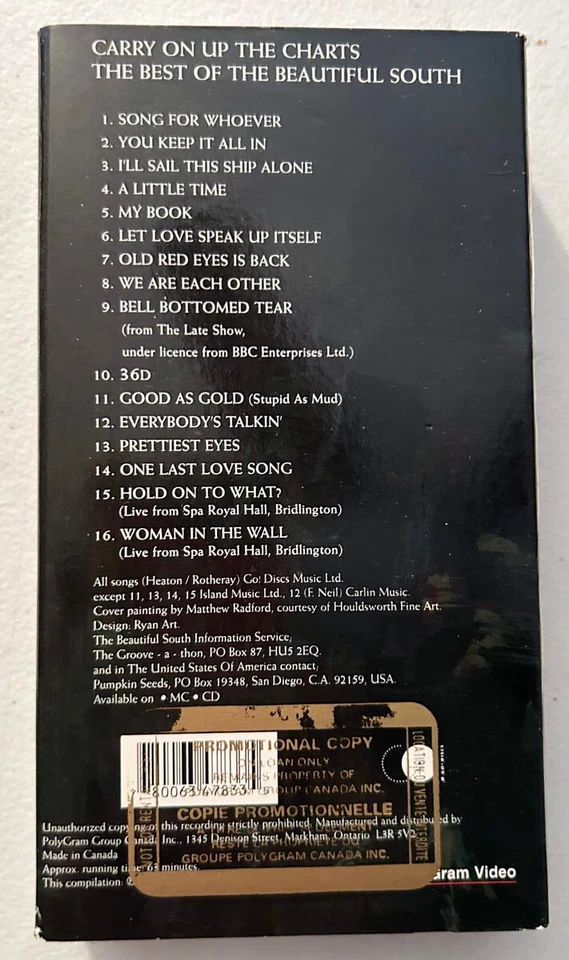 The Beautiful South Carry On Up The Charts NTSC Cannadian PROMO VHS - USA SELLER - Image 2 of 2