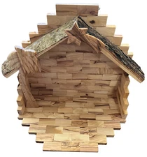 Large Olive Wood Nativity Set Manger Stable 8" wide 7" high. Made in Bethlehem
