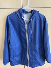 Kids Navy Blue Weatherproof Vintage Hooded Raincoat Large