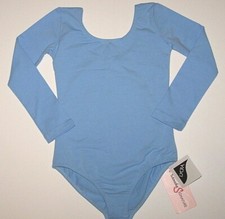 Sansha Signature Suzanna Leotard Bodysuit Long Slv LS Scoop Blue New Girl