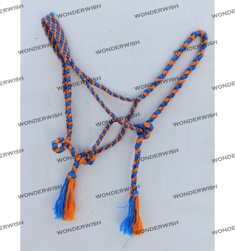 Nylon Orange & Blue Designer Horse Rope Halter With Lead 3 Sizes By Wonderwish - Picture 4 of 6