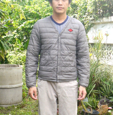 Evenriver Japan Gray Puffer V Neck Snap Cardigan Jacket Sz M