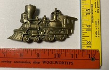 Vtg 1970s Belt Buckle Locomotive Train Baron Brass Buckle 1978 Solid Railroad
