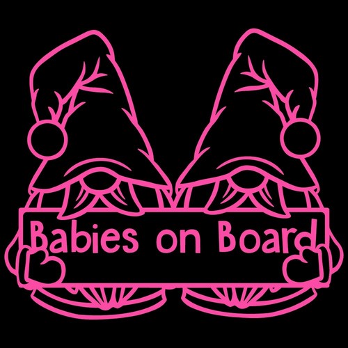 6.9" BABIES ON BOARD GONKS v2 Vinyl Decal Sticker Window Twins Boy Boys Gnome - Picture 8 of 31
