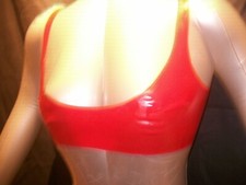 FETISH BONDAGE LATEX RUBBER BRA HALTER SWINGING RED PEGGING FISTING 4120