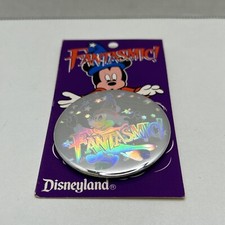 Rare Disney Mickey Mouse Fantasmic Holographic Vintage 90s Button Badge Pin
