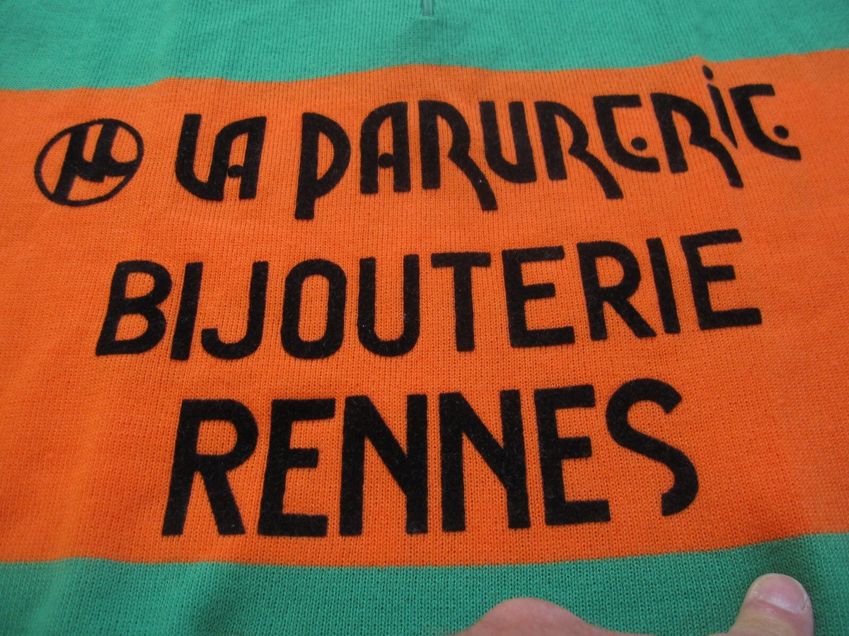 Maillot Cycliste Vintage La Parurerie Rennes - Acrylique, Taille L, Vert/orange