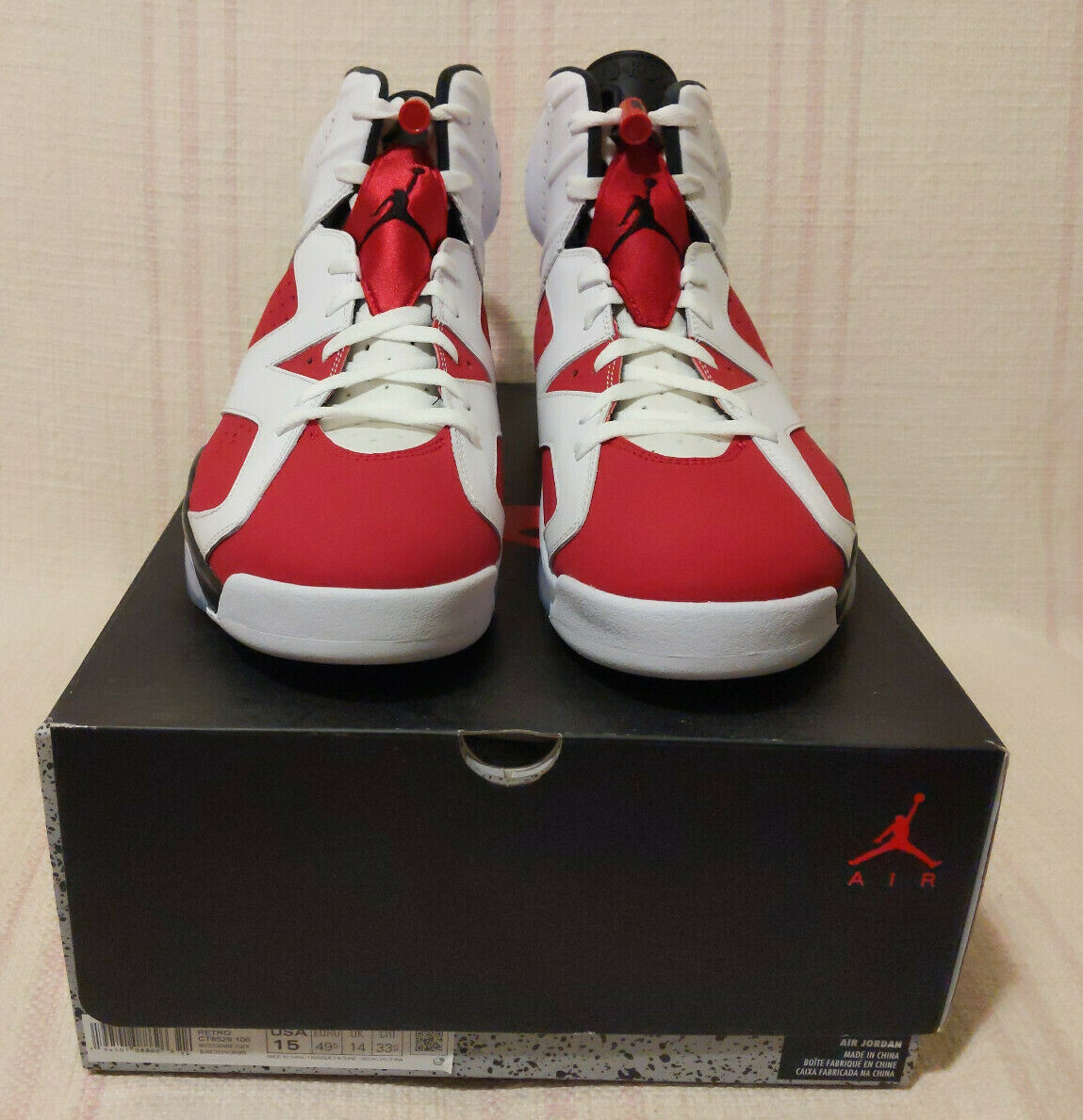 jordan 6 carmine size 15