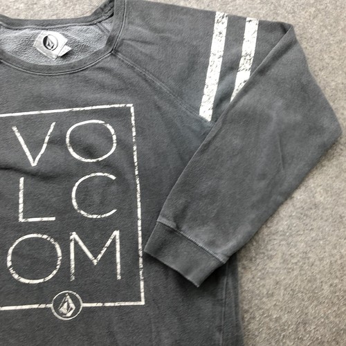 Volcom Sweatshirt Boys Medium Gray Sweater Pullover Fleece Crew Neck - Picture 3 of 8
