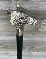 Dog Head Brass Handle Walking Stick Design, Vintage Victorian Walking Stick Gift